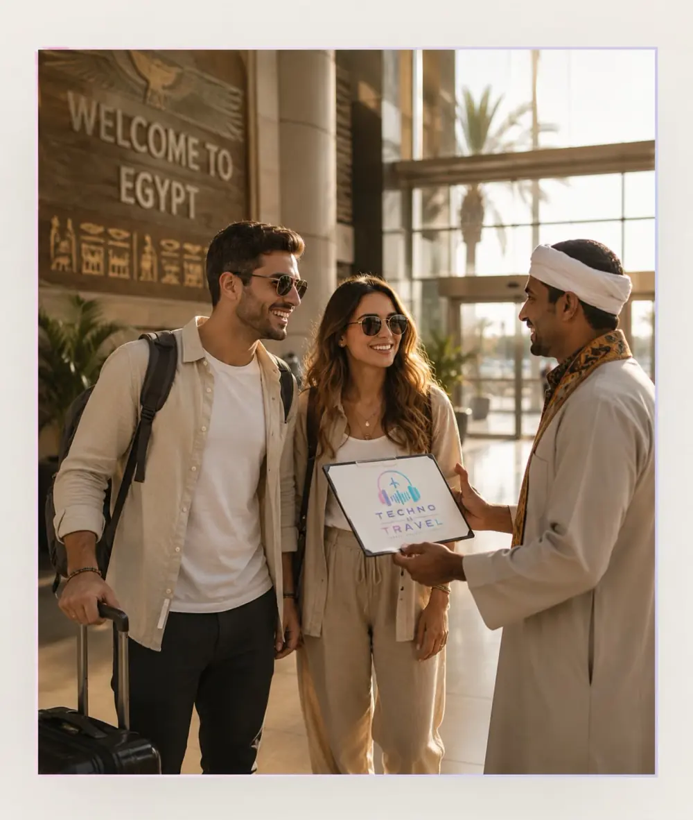 Techno and Travel host welcoming guests on arrival in Egypt